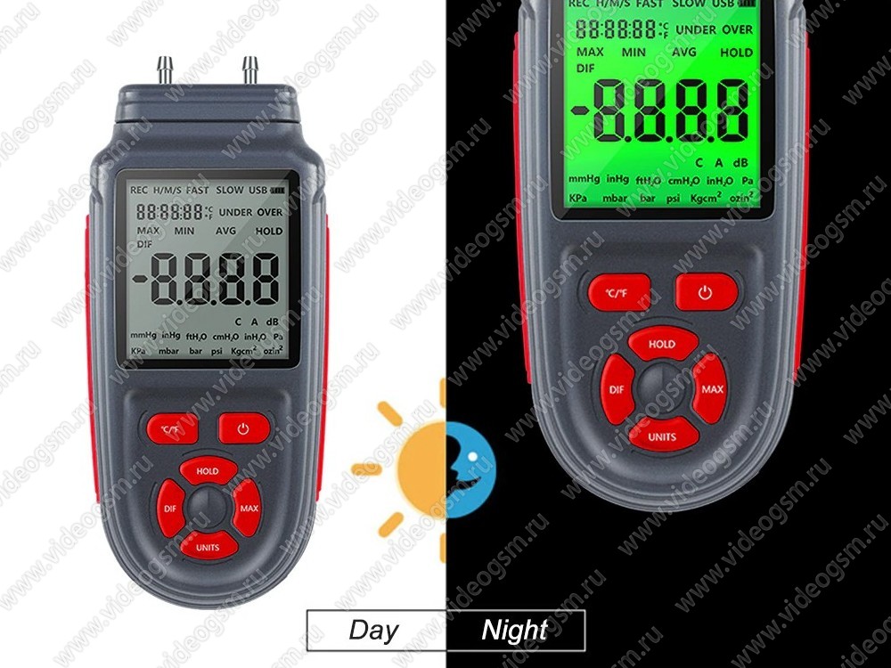 Манометр цифровой дифференциальный HT-HZ168 до 3 psi с измерением ...